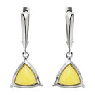Exquisite Genuine Baltic Amber Earrings 925 Sterling Silver White Color