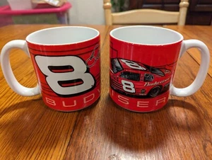 Lot of 2 Dale Earnhardt Jr. NASCAR Red #8 Budweiser Coffee Mug Cup - Picture 1 of 3