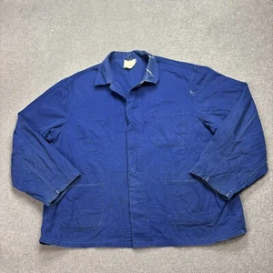VINTAGE French Jacket Adult 2XL XXL Blue Herringbone Work Wear Chore Outdoor Men - Picture 1 of 10
