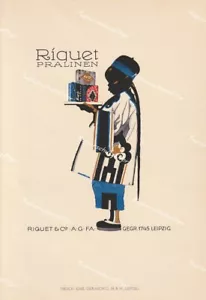 Ludwig Hohlwein Riquet Pralinen Leipzig Schokolade Mohr Chinese Werbung Plakat - Bild 1 von 1