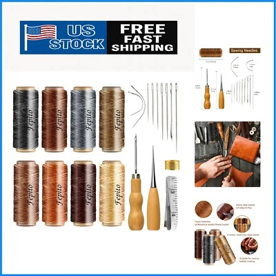 Herramientas artesanales de hilo encerado y cuero - 8 colores, 264 yardas para proyectos hágalo usted mismo Foto 1 de 4