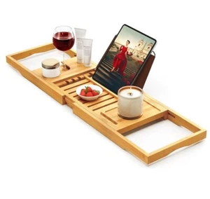 ROYAL CRAFT WOOD Premium Bamboo Foldable Bathtub Tray Expandable Up To 43” NEW - Picture 1 of 14