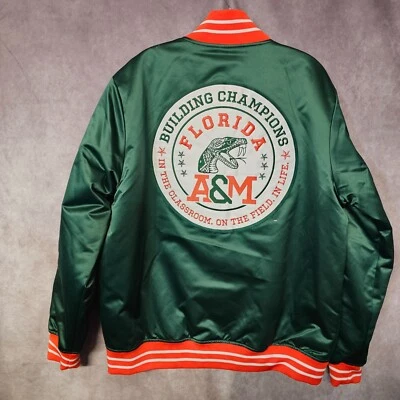 NUEVO CON ETIQUETAS Chaqueta Bomber Mitchell Ness Florida A&M Rattlers FAMU Big Logo Satin L $150 Foto 1 de 4