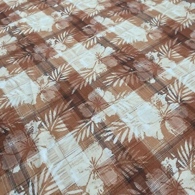 Tommy Bahama Mantel Tropical Floral Cuadros 70" Redondo Marrón Crema Naranja Foto 1 de 4