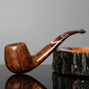 MUXIANG Briar Wooden Tobacco Pipe 9mm Filter Smooth Billiard Pipe Acrylic Stem - Picture 1 of 7