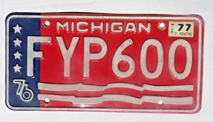 ORIGINAL vintage 1776 1976 MICHIGAN USA BICENTENNIAL LICENSE PLATE FYP 600 - Picture 1 of 4