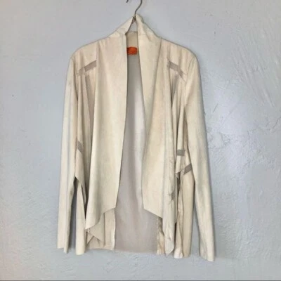 Blazer Chaqueta Patrizia Luca Beige Imitación Cuero Malla Tostada Suéter Ligero Foto 1 de 4