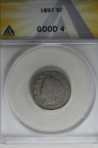 1897  .05  ANACS  GOOD 4   Liberty Nickel, V Nickel, 5 Cent Piece - Picture 1 of 2
