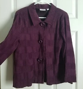 Erin London Petites Size XL Eggplant Purple Artsy Textured Soft Jacket - Picture 1 of 10