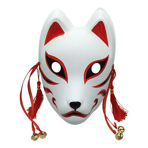 Hand Painted Anbu Mask, Japanese Kitsune Fox Mask Full Face for Cosplay Costume