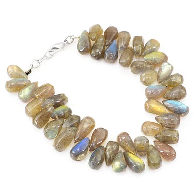 FABULOUS MOST ELEGANT 201.15 CTS NATURAL RARE BLUE LABRADORITE BEADS BRACELET - Image 1 of 2