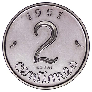 Coin France pattern coin 2 centimes Spike 1961 UNC Steel Stainless - Picture 1 of 2