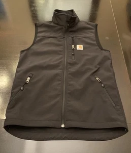 Carhartt Vest Mens XL Black Lined Mock Neck Cinched Waist Distressed Spots - Picture 1 of 12