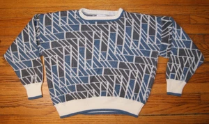 Vintage 90s Men's M Hennessy by Van Heusen Grandpa Sweater Pullover Geometric - Picture 1 of 10