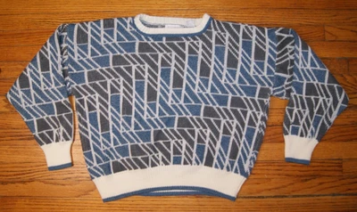 Vintage 90s Men's M Hennessy by Van Heusen Grandpa Sweater Pullover Geometric - Image 1 of 4