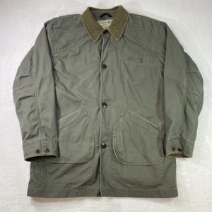 L.L Bean Mens Large Tall Chore Jacket Vintage Canvas Barn Coat Wool Lined Green - Picture 1 of 15