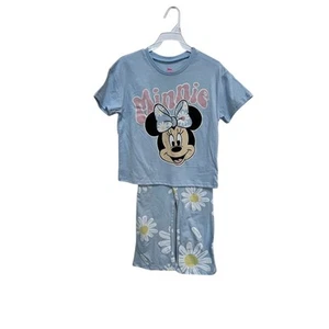 NWT Disney Minnie Mouse Girls 5-6 T-Shirt & Flare Leggings Outfit Set Blue - Picture 1 of 5
