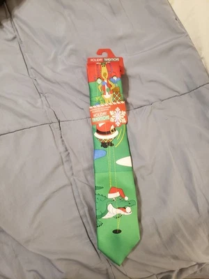 Corbata de cuello para hombre de golf verde reno de Santa Navidad con licencia Hallmark nueva con etiquetas Foto 1 de 4