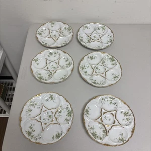 Great Set of Six Theodore Haviland Limoges Oyster Plates Six Wells 8.5" - Picture 1 of 7