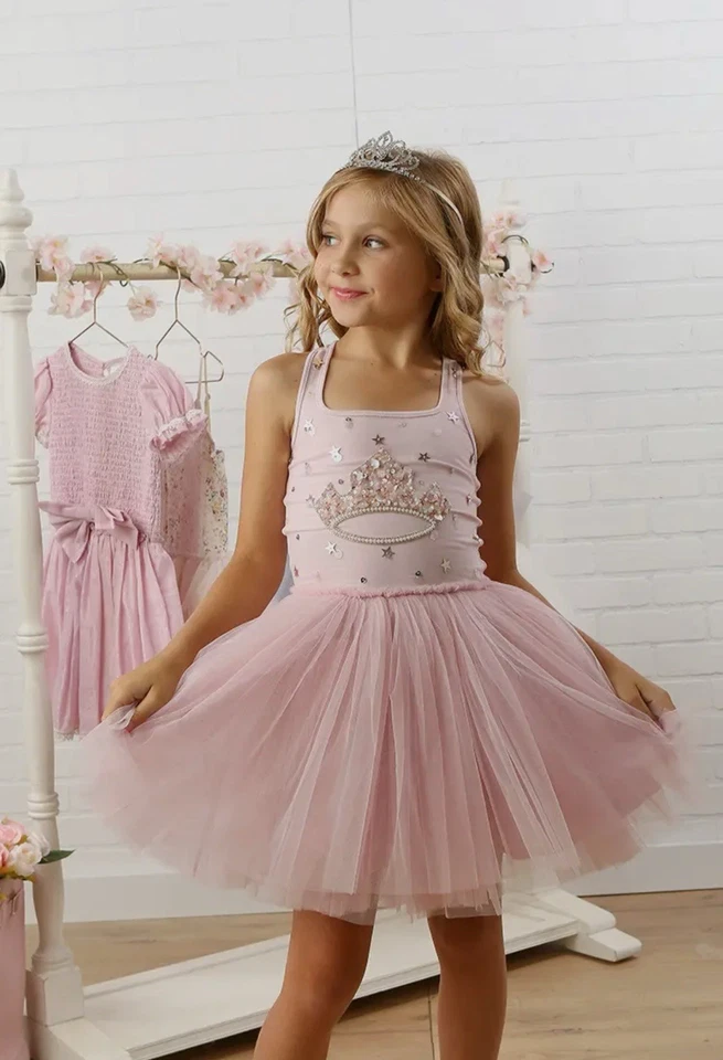 Ooh! La, La! Vestido tiara rosa suave de alta costura para niñas talla 5 Foto 1 de 1