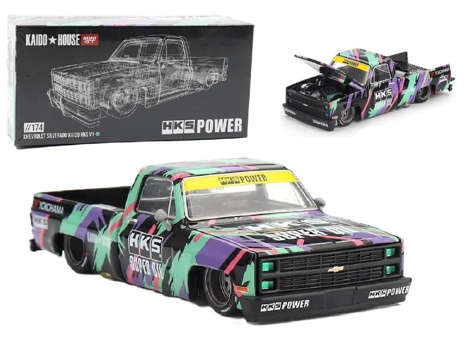 Kaido House x Mini GT 1:64 Chevrolet Silverado Kaido HKS V1 Model KHMG174-3G - Image 1 of 4