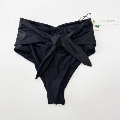 Nuevo con etiquetas Parte inferior de bikini Swiminista negra acanalada cintura alta elegante XS Foto 1 de 4