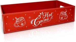 Caja de almacenamiento de cacao caliente barra de chocolate decoración de Navidad rojo rústico granja - Imagen 1 de 8
