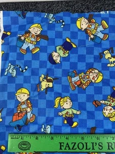 BOB THE BUILDER Cranston Print Works 11" x 44" 100% Cotton Print Fabric w/Denim - Picture 1 of 11