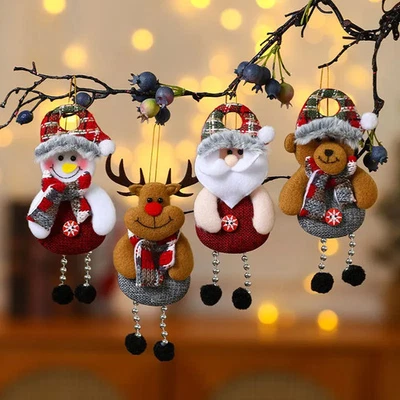 4 Stück Christbaumschmuck Anhänger Weihnachten Dekoration Set Schneemann Santa - Bild 1 von 4