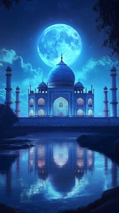 Leinwandbild Blue Moon Taj Mahal Wandbild Poster Druck - Bild 1 von 22