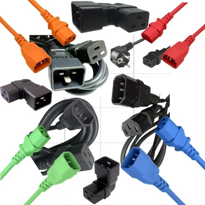 C14 C13 C19 C20 Strom Kabel Verlängerung Anschluss An Kaltgerätekabel ⚫️🔴🟡🟢🔵 - Bild 1 von 4