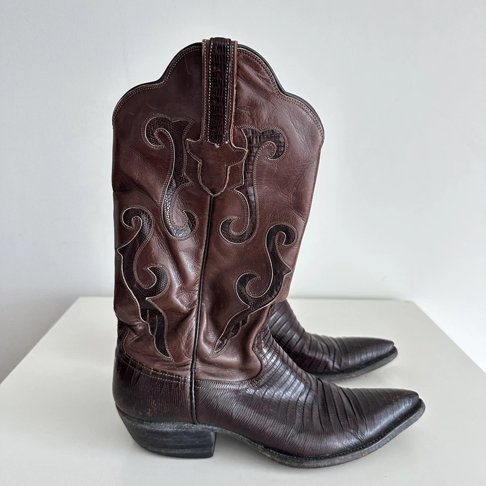 Botas Rios of Mercedes para mujer 7B marrón exótico cuero lagarto punta 2700 Foto 1 de 4