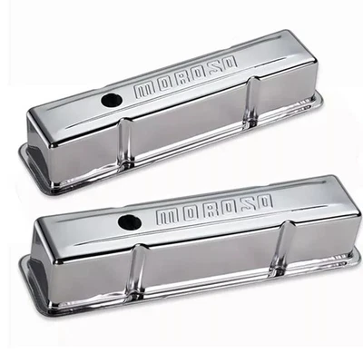 Vintage 1978 Moroso Chrome Valve Covers 6810 Tall Chevy Small Block Steel USA - Image 1 of 4