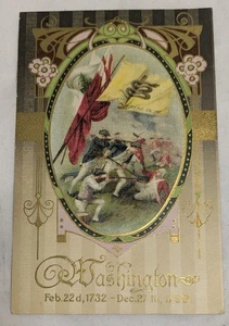 ANTIQUE Embossed Gadsden Flag Don't Tread On Me Vtg Washington Birthday Postcard - Picture 1 of 2