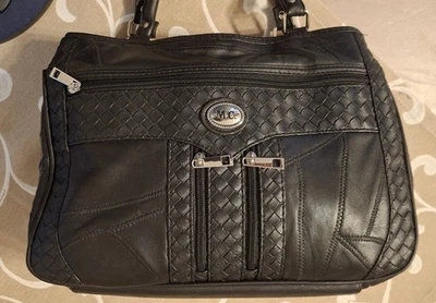 M.C.r. Handtasche Umhängetasche Crossbody Leder Schwarz Fashionland Seligenstadt - Bild 1 von 4