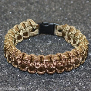 Khaki - Bracciale Corda Sopravvivenza Paracord Tipo III 550 libbre - Made in USA - Foto 1 di 2