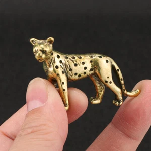 Solid Brass Leopard Figurine Statue Animal Figurines Home Ornaments - Picture 1 of 4