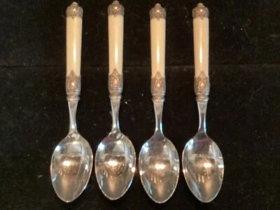 “RENAISSANCE” -  by HOME ESSENTIALS - 4 STAINLESS OVAL SOUP SPOONS - - Image 1 of 2