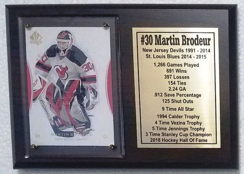New Jersey Devils Martin Brodeur Hockey Card Plaque Cover