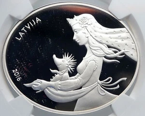 2016 LATVIA Fairy Tale Princess Hedgehog OVAL PROOF Silver 5Euro Coin NGC i89225 - Picture 1 of 5