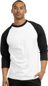 Men's Raglan Baseball Sport T Shirt 3/4 Sleeve Two Tone Team Jersey Breathable - Picture 1 of 6