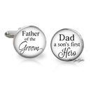 Father Of The Groom Cuff Links - Dad A Son's First Hero Wedding Cufflinks