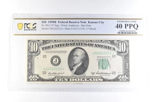 1950 B $10 Kansas City MO FRN Fr#2012-J* Star Extremely Fine 40 PPQ PCGS *6065 - Picture 1 of 3