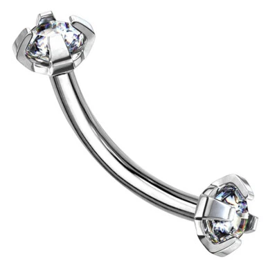 Anillo de cejas curvado con barra doblada 16G cristal circonita cúbica ojos de serpiente piercing joyería 8 mm Foto 1 de 3