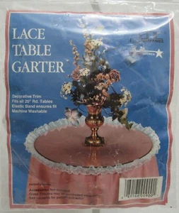 Borde de mesa de encaje para banda elástica redonda de 20" blanco vintage - Imagen 1 de 5