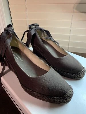 Gaimo Alpargata Cuerda Cuña Puntera Cerrada Zapatos con Cinta de Tobillo Extraíble Marrón 7 Foto 1 de 4