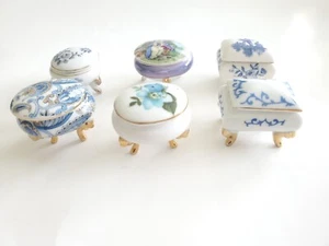 Vtg Mini Footed Trinket Boxes Set Of 6 - Picture 1 of 6