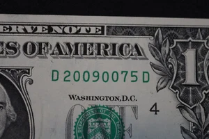 [JULY 5, 2009] ONE DOLLAR FANCY BIRTHDAY NOTE  SN D 20090075 D - Picture 1 of 3