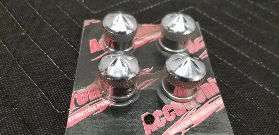 TAMPAS DE PARAFUSO DE CABEÇA GÓTICA CROMADA ACCUTRONIX GENUÍNAS HBC001-GC BIG TWIN E XL - Imagem 1 de 2