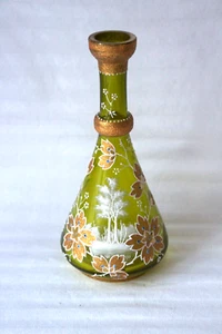 Antique Bohemian Moser chartreuse coralene Art Glass vase c 1890 - Picture 1 of 6